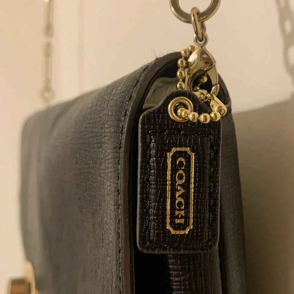 COACH MADISON CLUTCH IN TEXTURED LEATHER LI BLACK F25240 - Picture 5 of 16